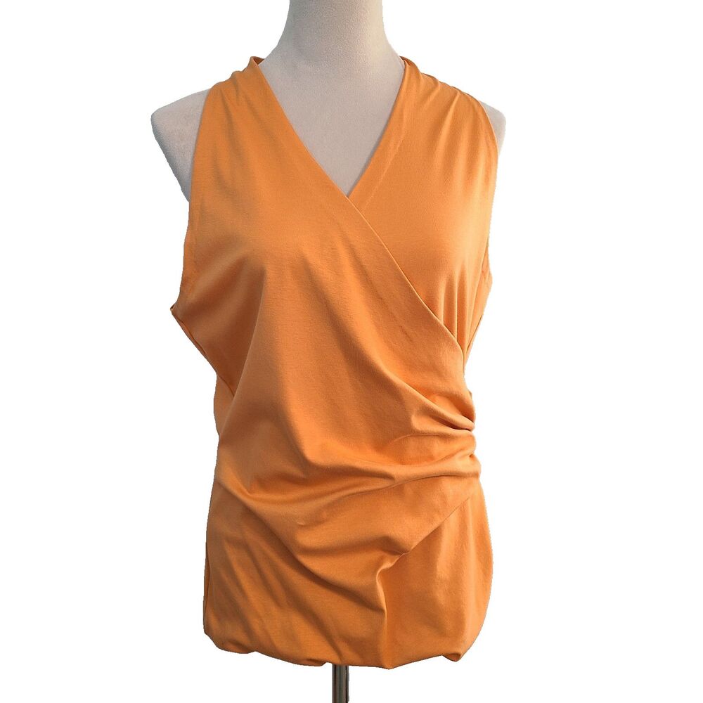 Lafayette 148 New York Orange Stretch Wrap Top Sleevless Sz XL Capsule Lagenlook